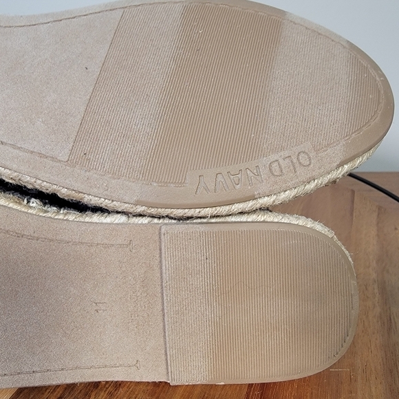 Old Navy Black Jack Espadrilles Canvas Flats Summer Vacation Size 11 - Picture 13 of 16